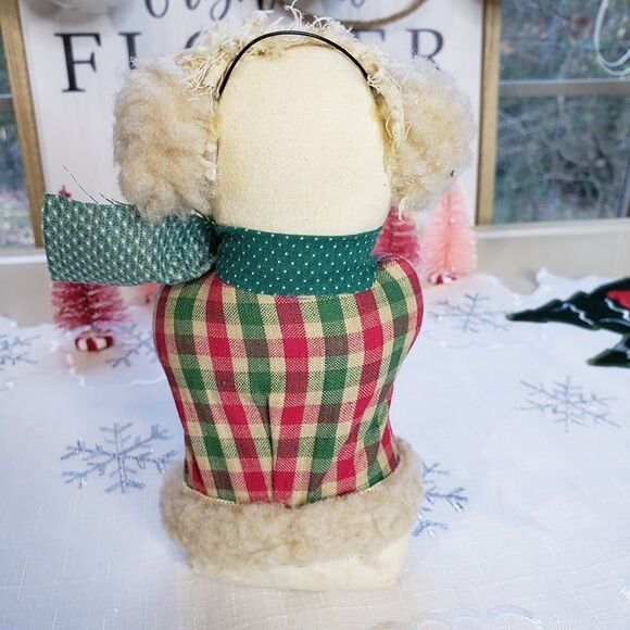 Adorable Vintage Primitive Farmhouse Homespun Christmas Snowman 7" - Picture 4 of 8